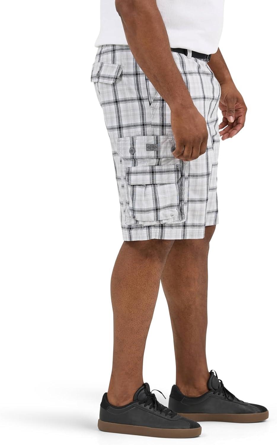 imageLee Mens Big amp Tall New Belted Wyoming Cargo ShortGray Plaid