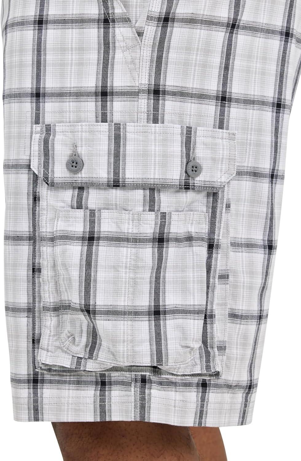 imageLee Mens Big amp Tall New Belted Wyoming Cargo ShortGray Plaid