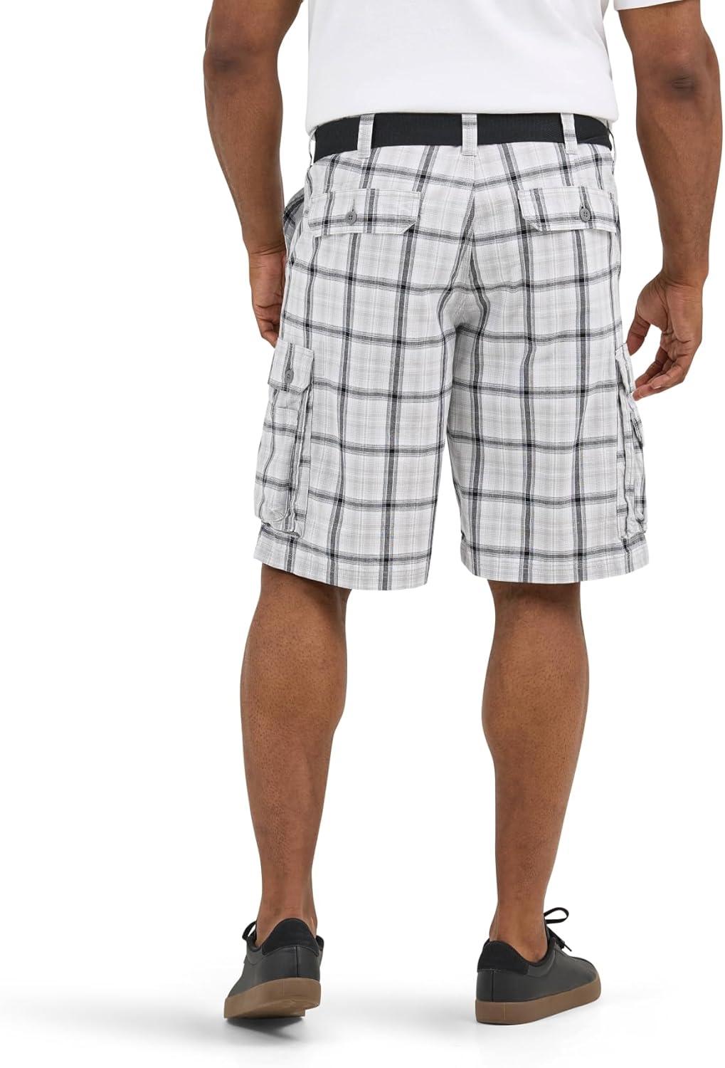 imageLee Mens Big amp Tall New Belted Wyoming Cargo ShortGray Plaid