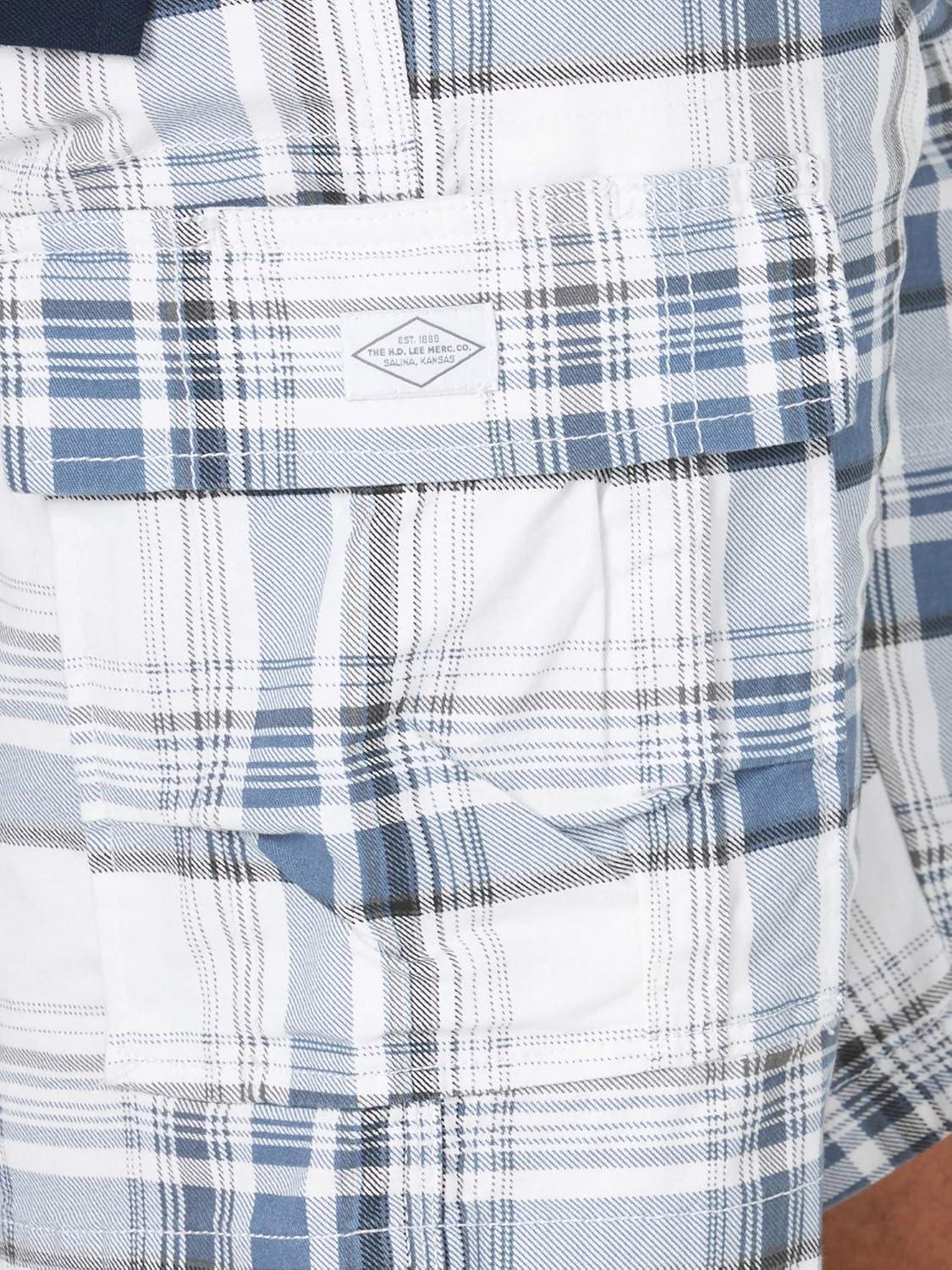 imageLee Mens Extreme Motion Carolina Cargo ShortBlue Merle Plaid