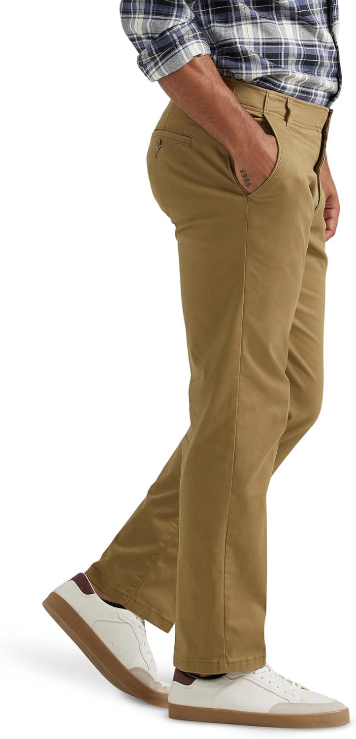 imageLee Mens Extreme Motion Flat Front Regular Straight PantBronze