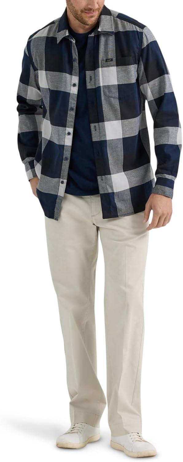 imageLee Mens Extreme Motion Flat Front Regular Straight PantCity Beige