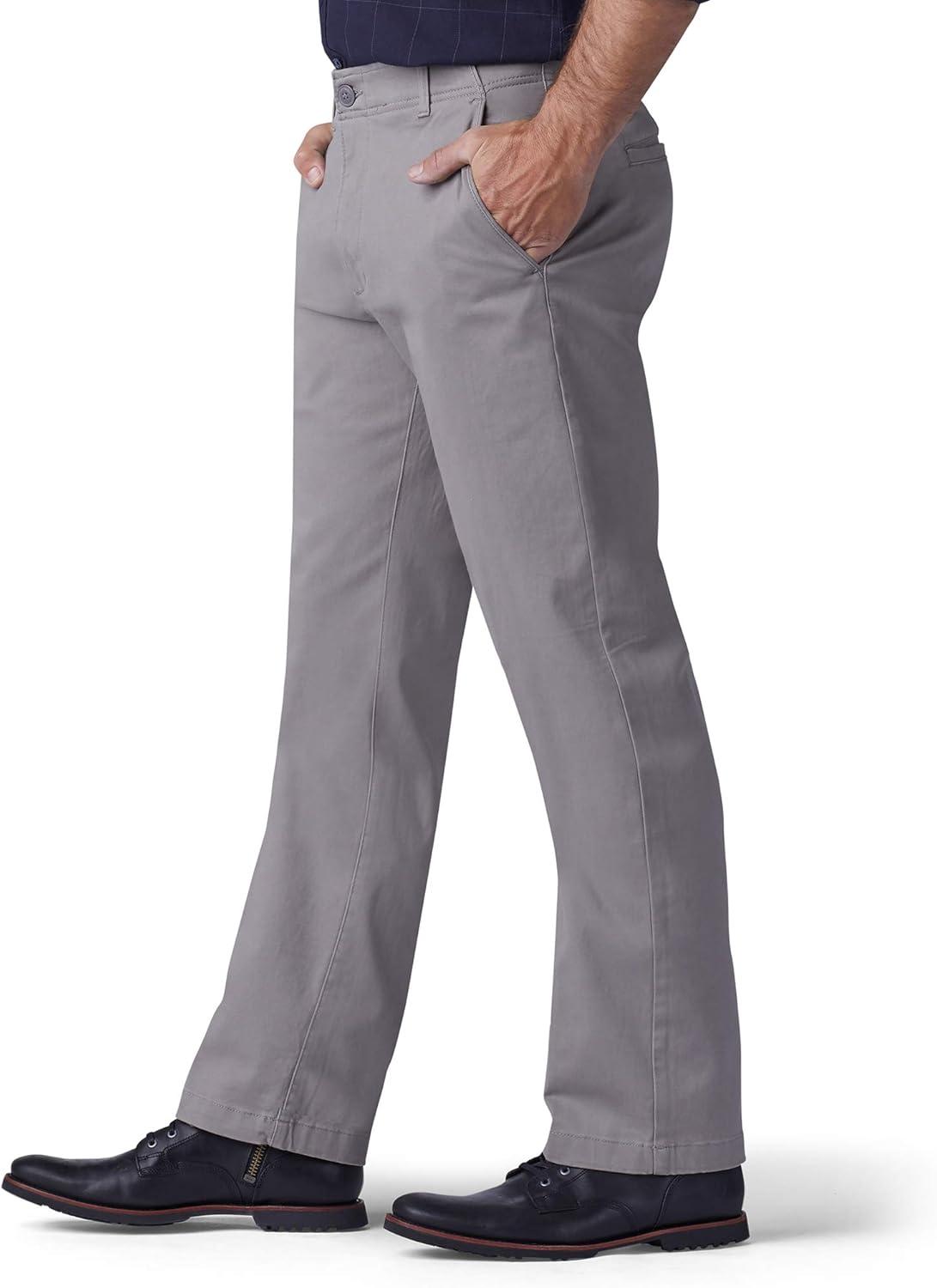 imageLee Mens Extreme Motion Flat Front Regular Straight PantIron