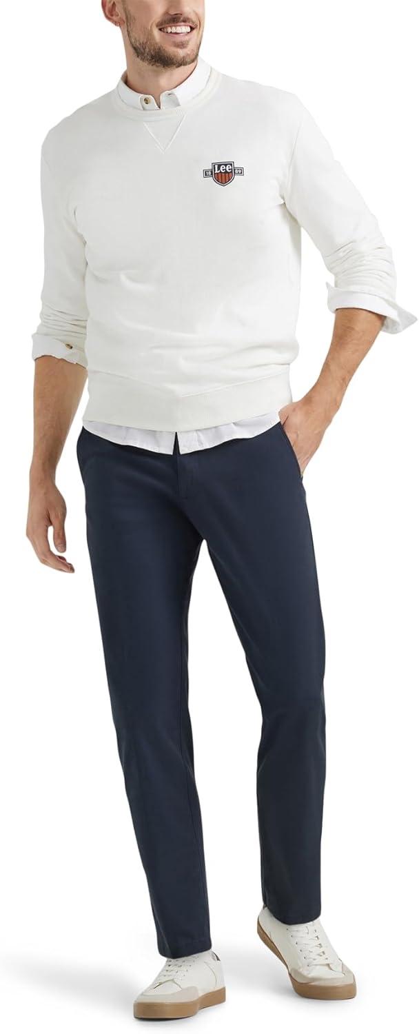 imageLee Mens Extreme Motion Flat Front Regular Straight PantNavy