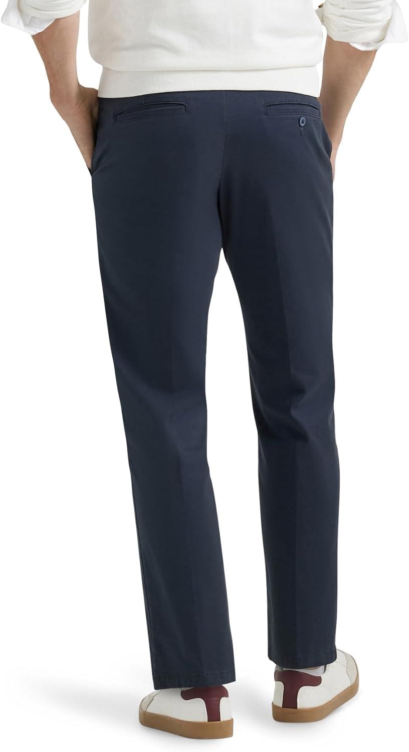 imageLee Mens Extreme Motion Flat Front Regular Straight PantNavy