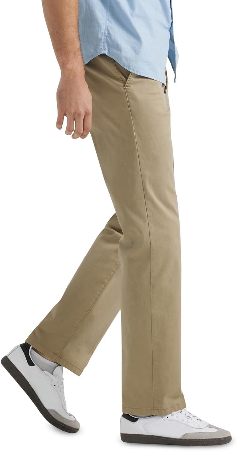 imageLee Mens Extreme Motion Flat Front Regular Straight PantOriginal Khaki