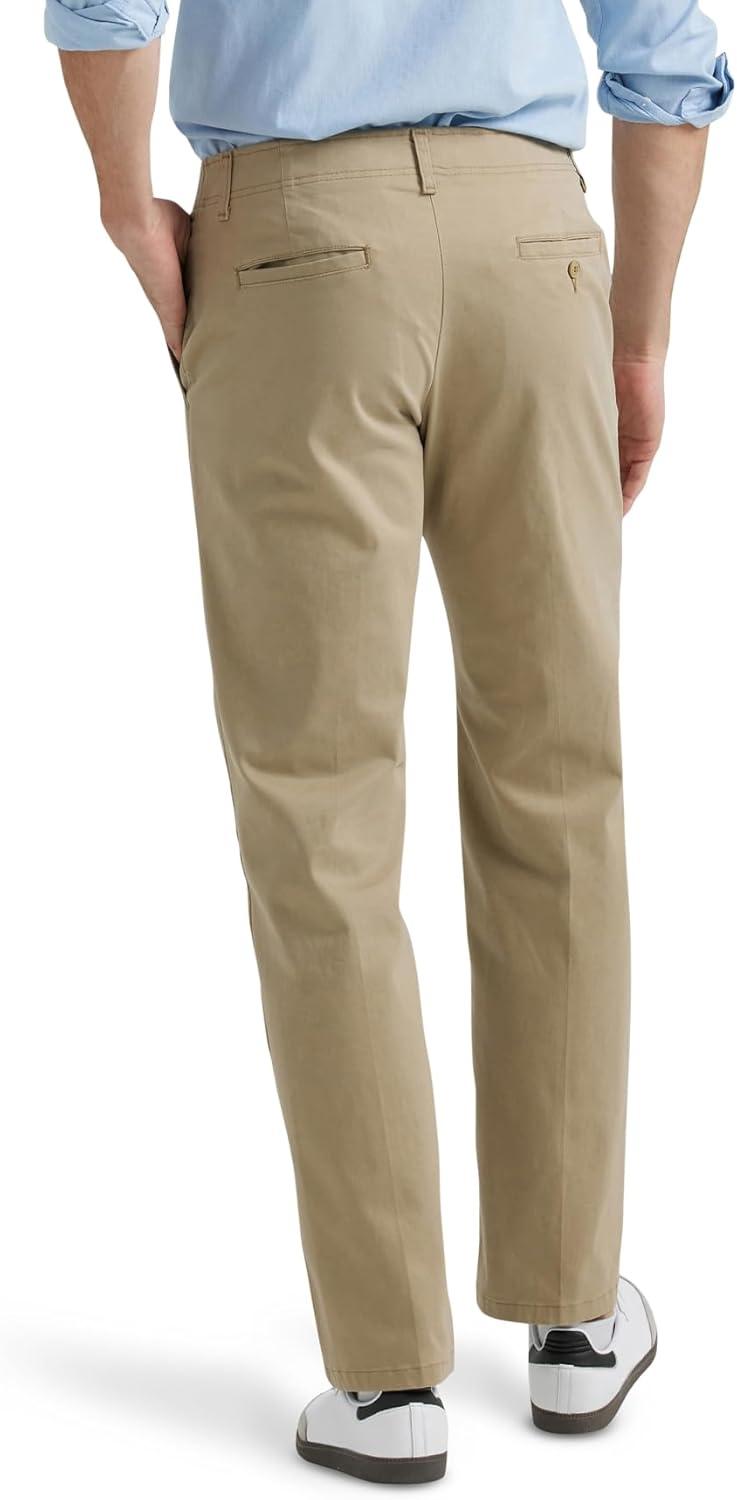imageLee Mens Extreme Motion Flat Front Regular Straight PantOriginal Khaki