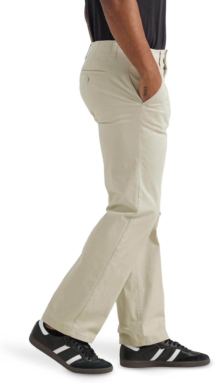 imageLee Mens Extreme Motion Flat Front Regular Straight PantStone
