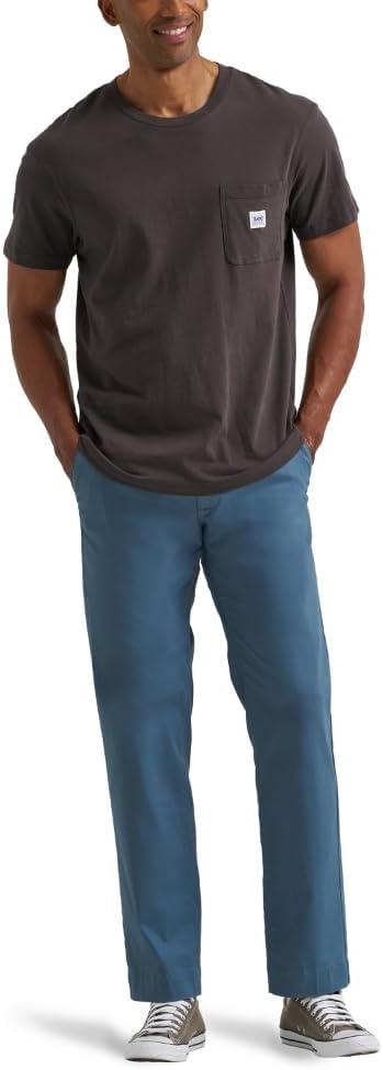 imageLee Mens Extreme Motion Flat Front Regular Straight PantVintage Blue
