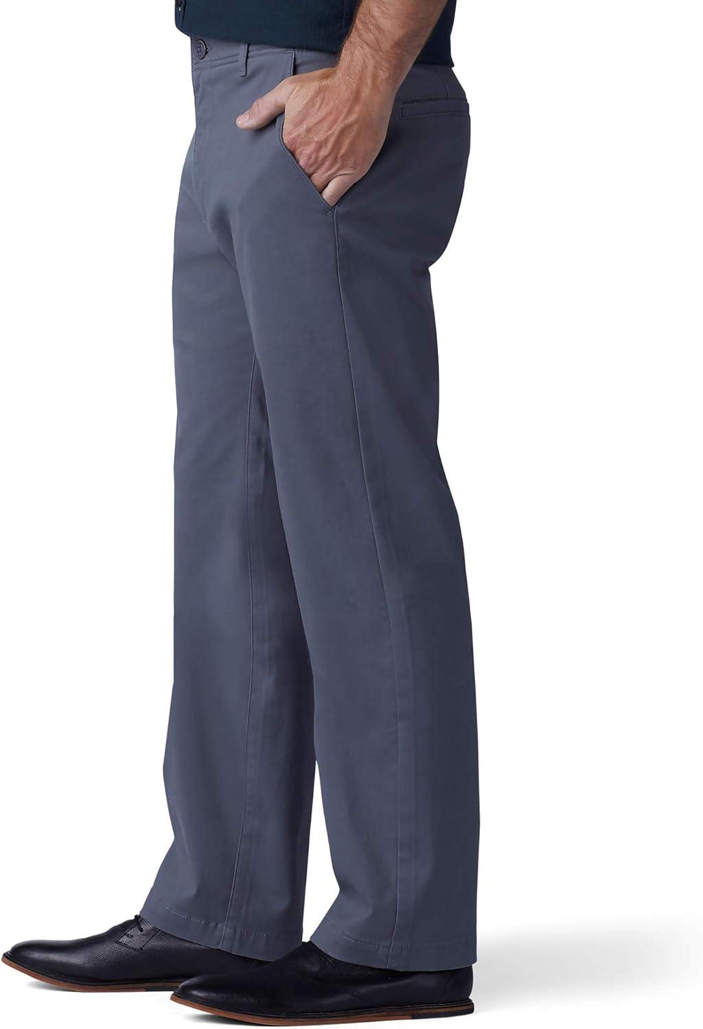 imageLee Mens Extreme Motion Flat Front Regular Straight PantVintage Gray