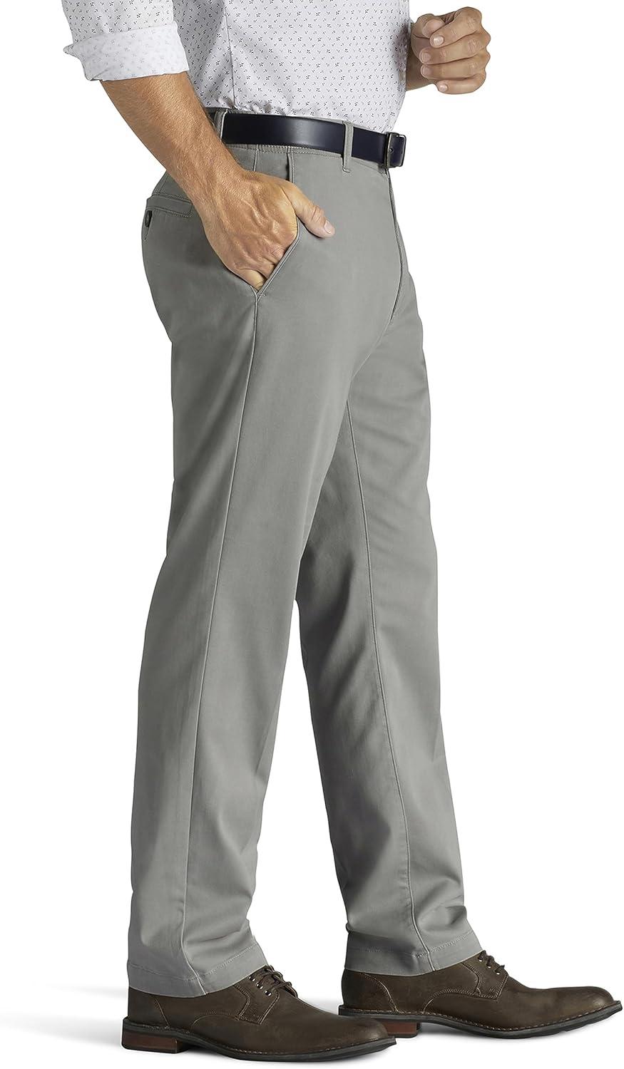 imageLee Mens Extreme Motion Flat Front Relaxed Taper PantIron