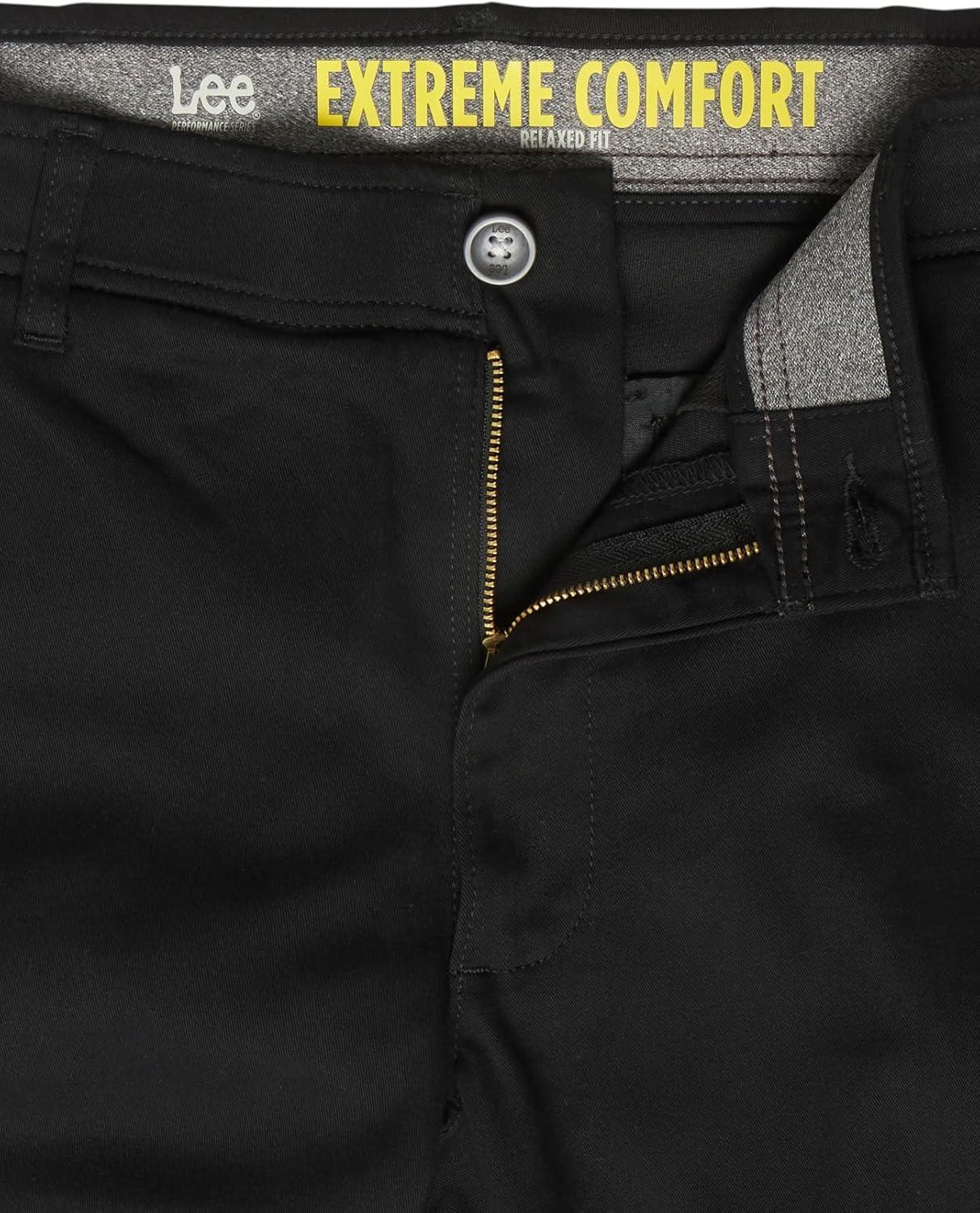 imageLee Mens Extreme Motion Flat Front Relaxed Taper PantIron