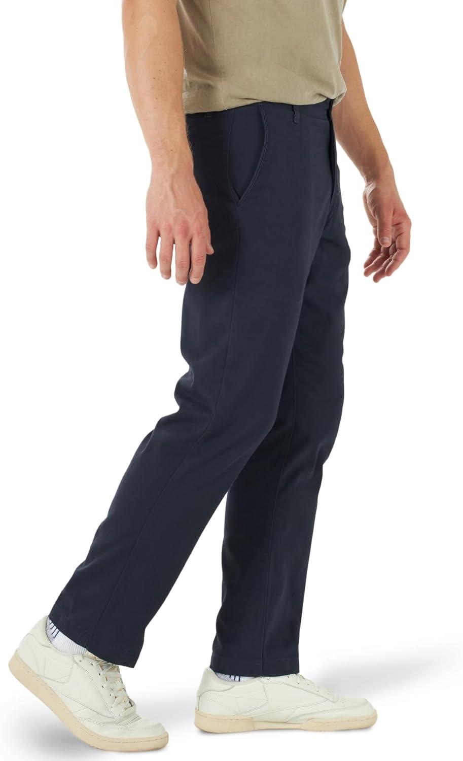 imageLee Mens Extreme Motion Flat Front Relaxed Taper PantNavy
