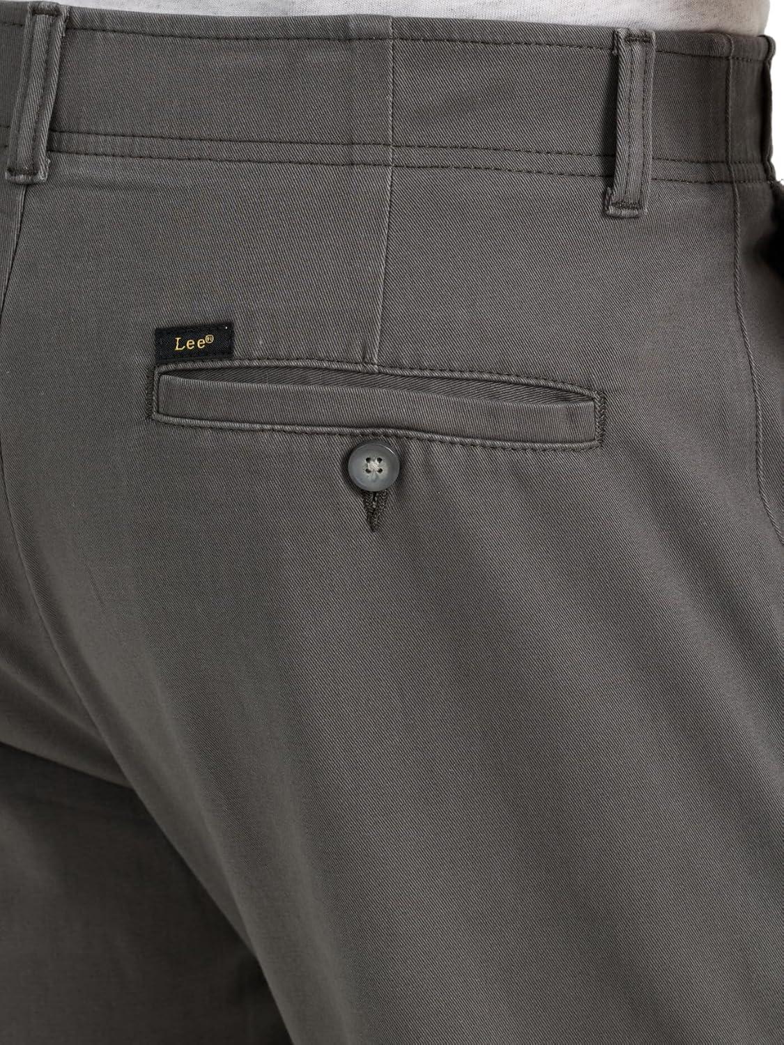 imageLee Mens Extreme Motion Flat Front Relaxed Taper PantStatic Gray