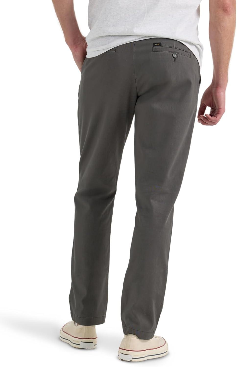 imageLee Mens Extreme Motion Flat Front Relaxed Taper PantStatic Gray