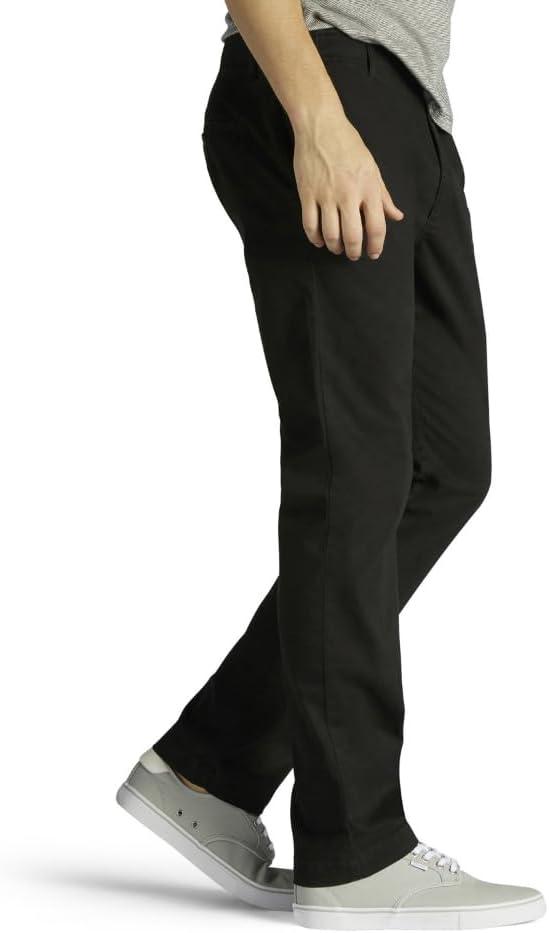 imageLee Mens Extreme Motion Flat Front Slim Straight PantBlack