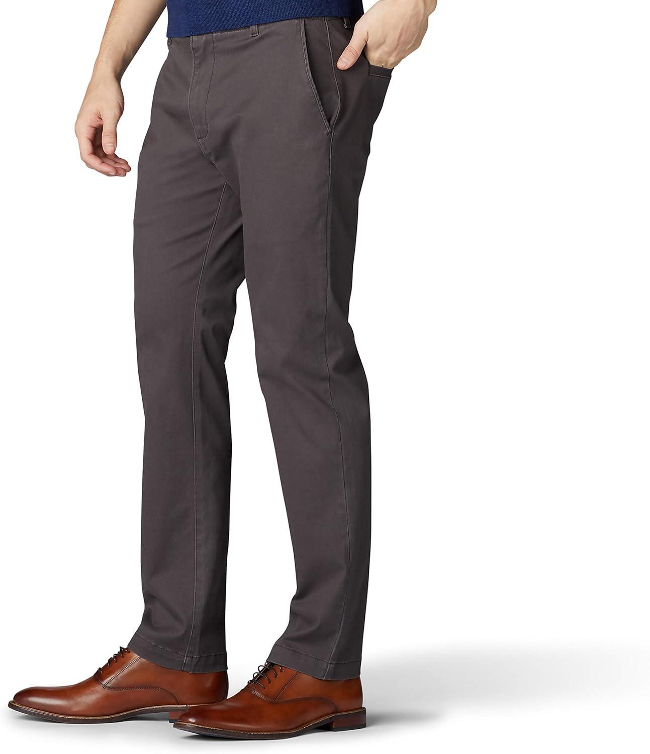 imageLee Mens Extreme Motion Flat Front Slim Straight PantDark Gray
