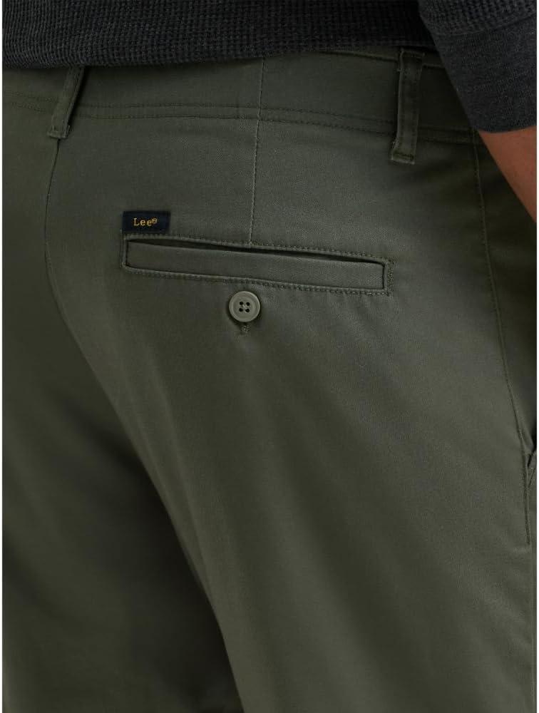 imageLee Mens Extreme Motion Flat Front Slim Straight PantOlive Gray