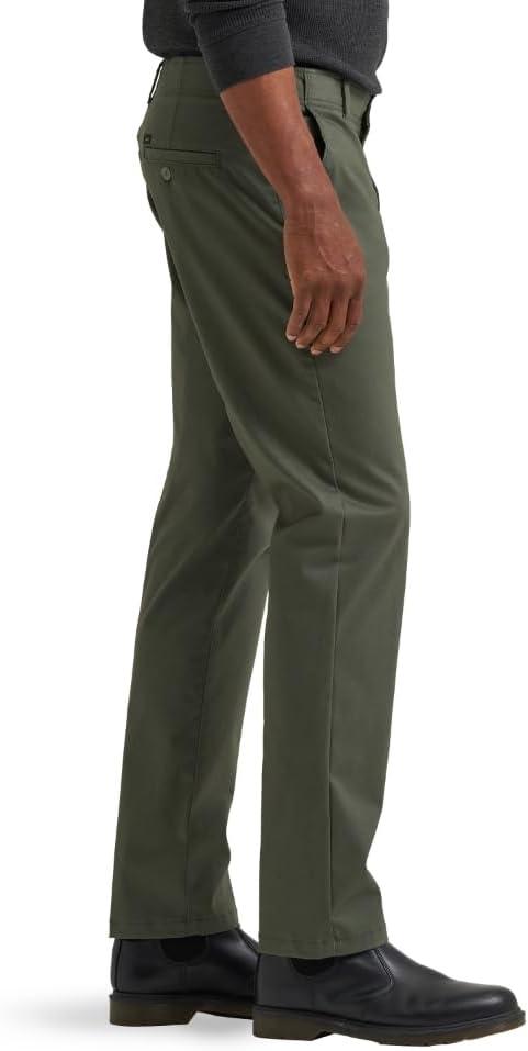 imageLee Mens Extreme Motion Flat Front Slim Straight PantOlive Gray
