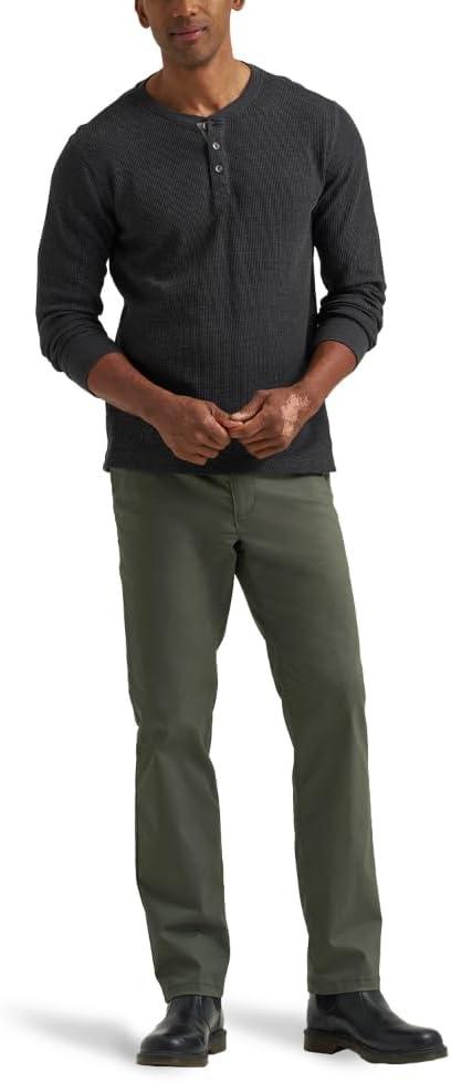 imageLee Mens Extreme Motion Flat Front Slim Straight PantOlive Gray