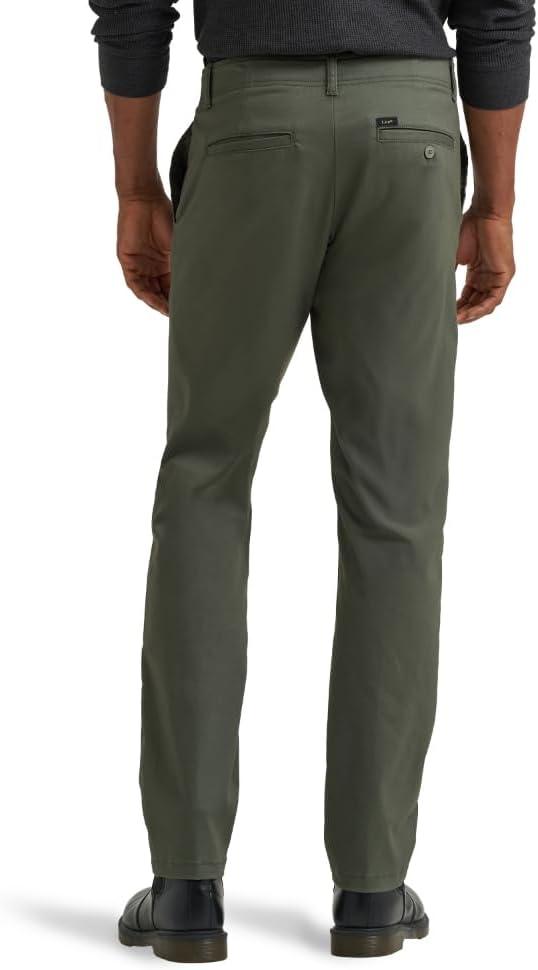 imageLee Mens Extreme Motion Flat Front Slim Straight PantOlive Gray