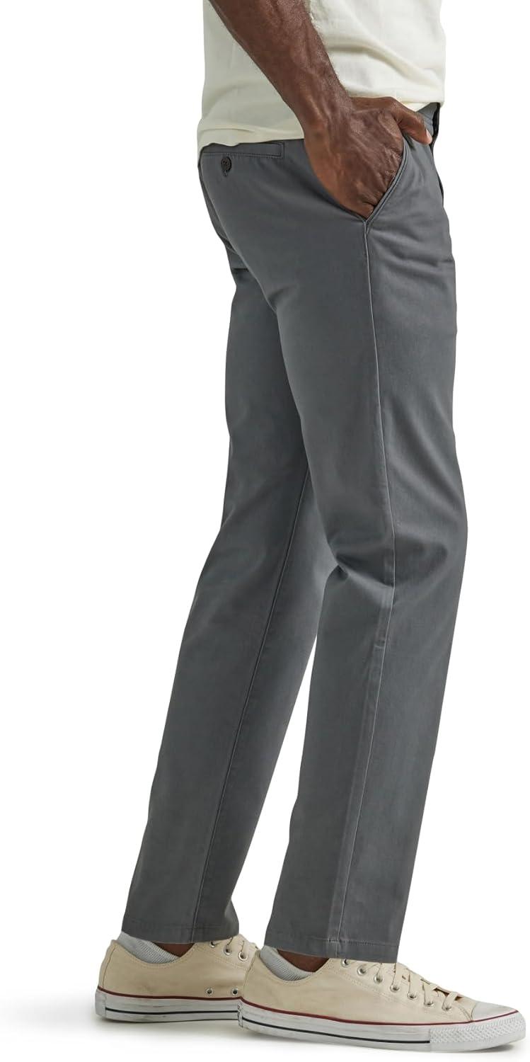 imageLee Mens Extreme Motion Flat Front Slim Straight PantPainter Gray