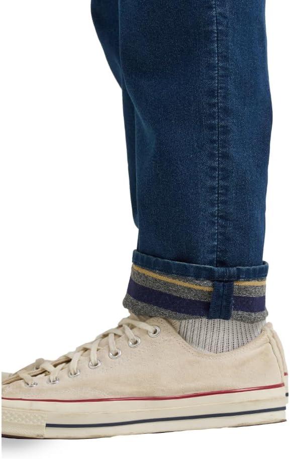 imageLee Mens Extreme Motion Regular Taper JeanCadence Brushed Knit Striped Lining