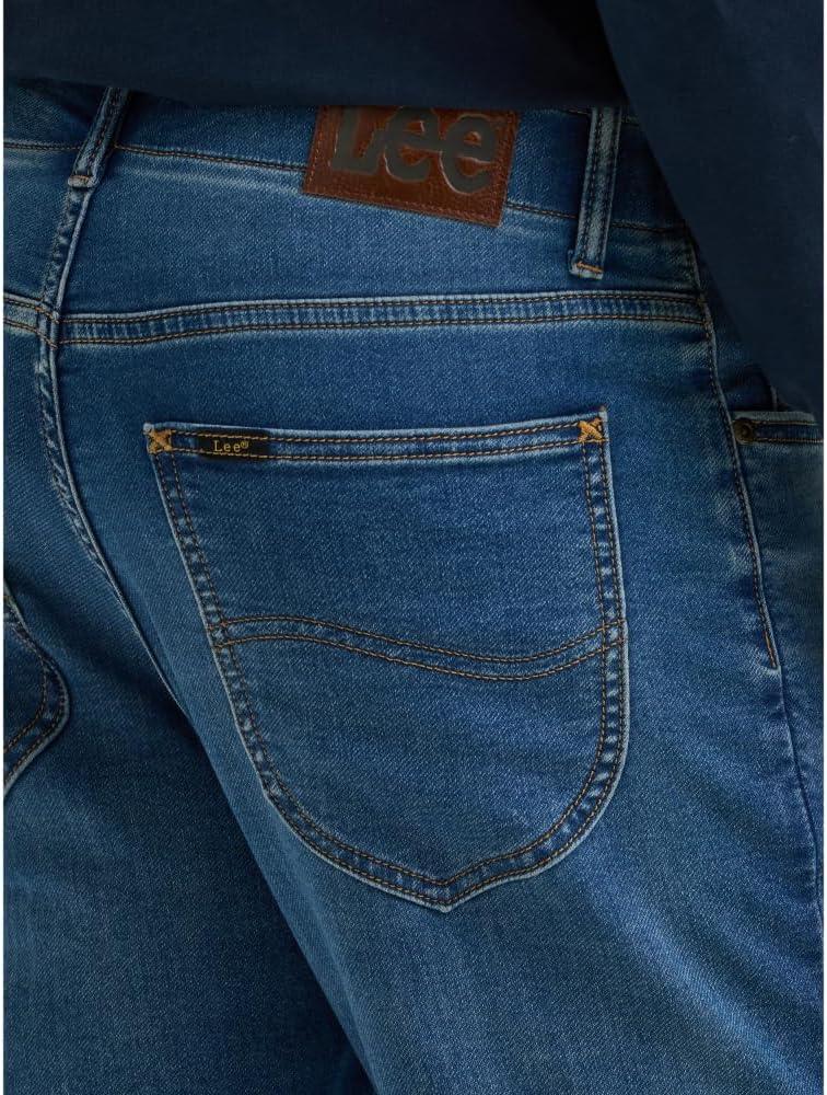 imageLee Mens Extreme Motion Regular Taper JeanDash Brushed Knit Striped Lining