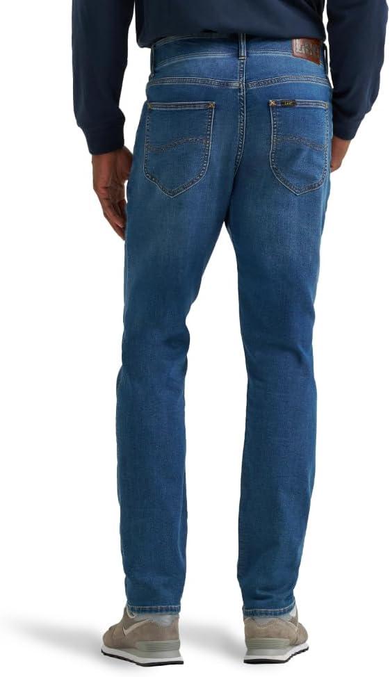 imageLee Mens Extreme Motion Regular Taper JeanDash Brushed Knit Striped Lining