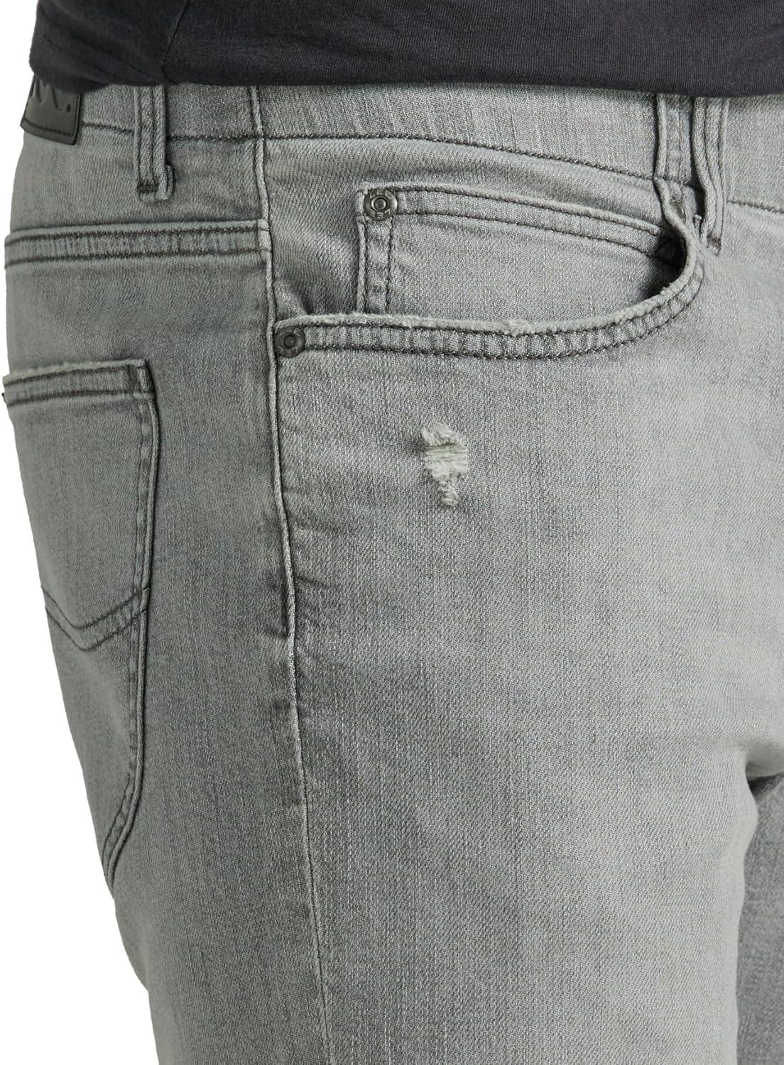imageLee Mens Extreme Motion Straight Taper JeanGray Scotch Destruction Features