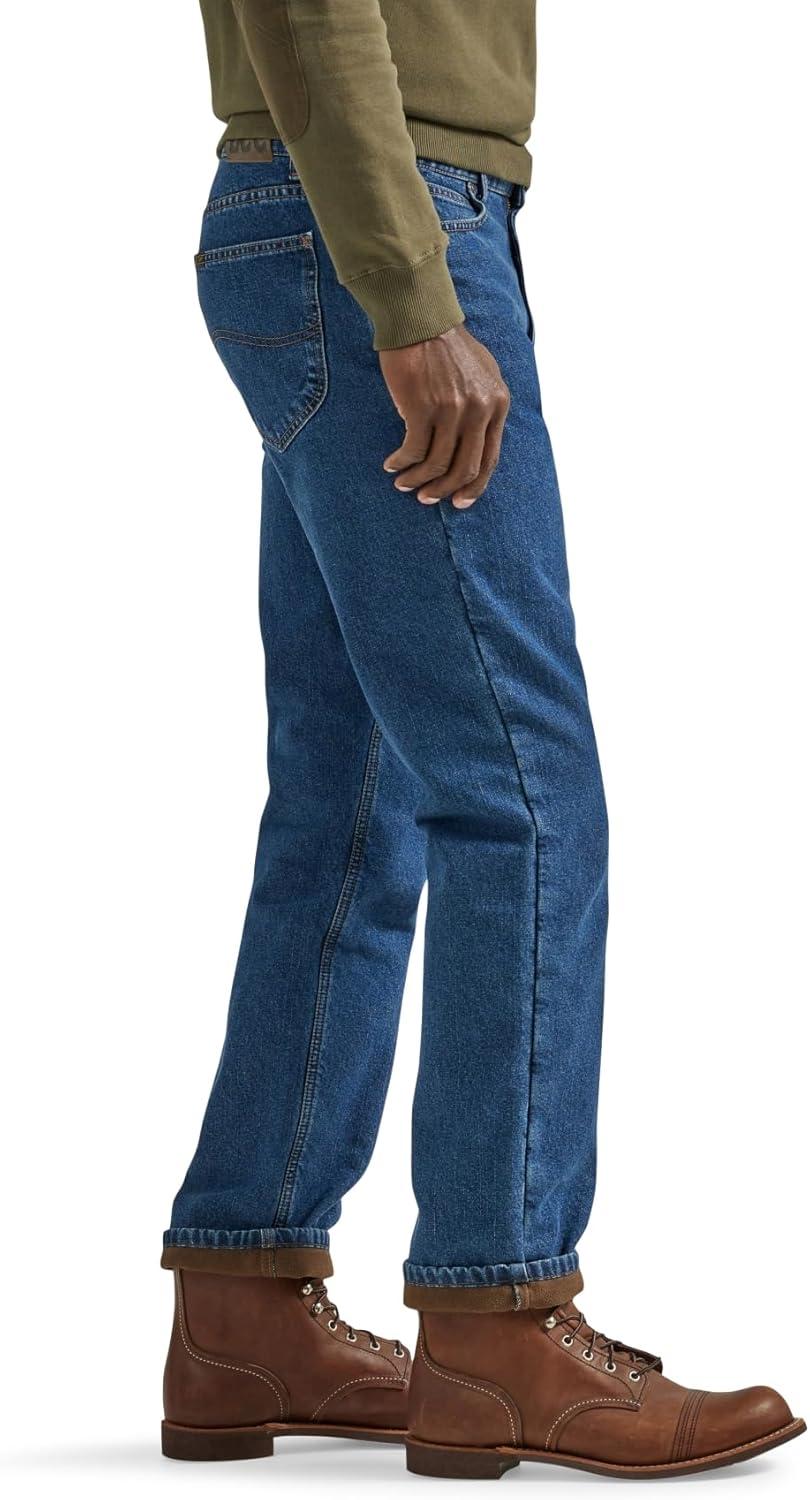 imageLee Mens Legendary Relaxed Straight JeanFleecelined Dark Wash