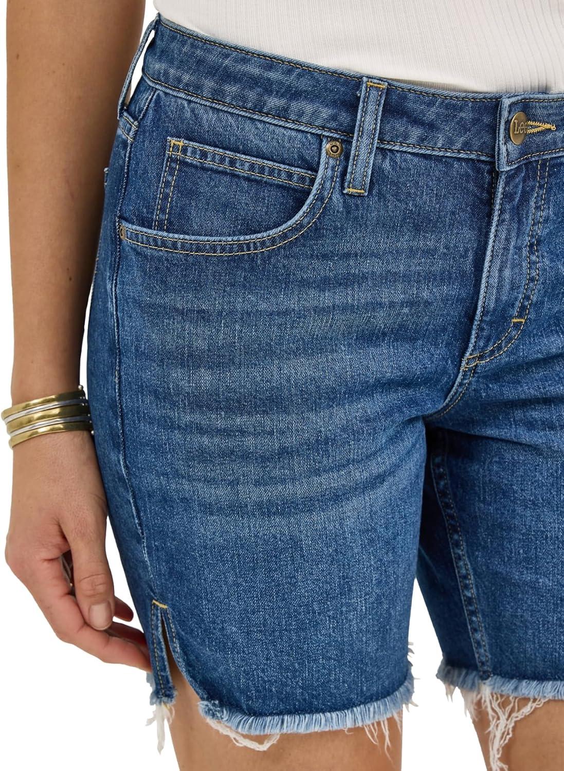 imageLee Womens Legendary 7 Side Slit Denim ShortIndigo Quilt
