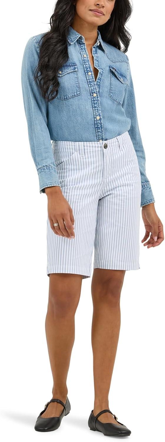 imageLee Womens Legendary 9 Chino Bermuda ShortShy Blue Stripe