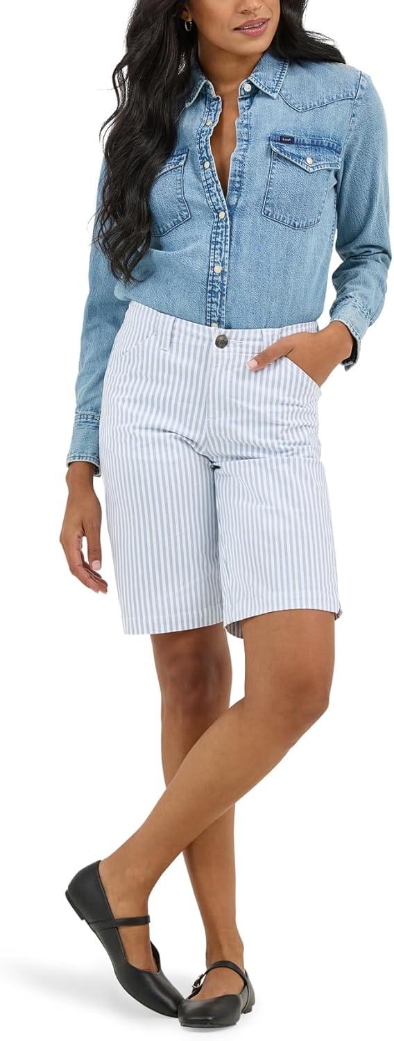 imageLee Womens Legendary 9 Chino Bermuda ShortShy Blue Stripe