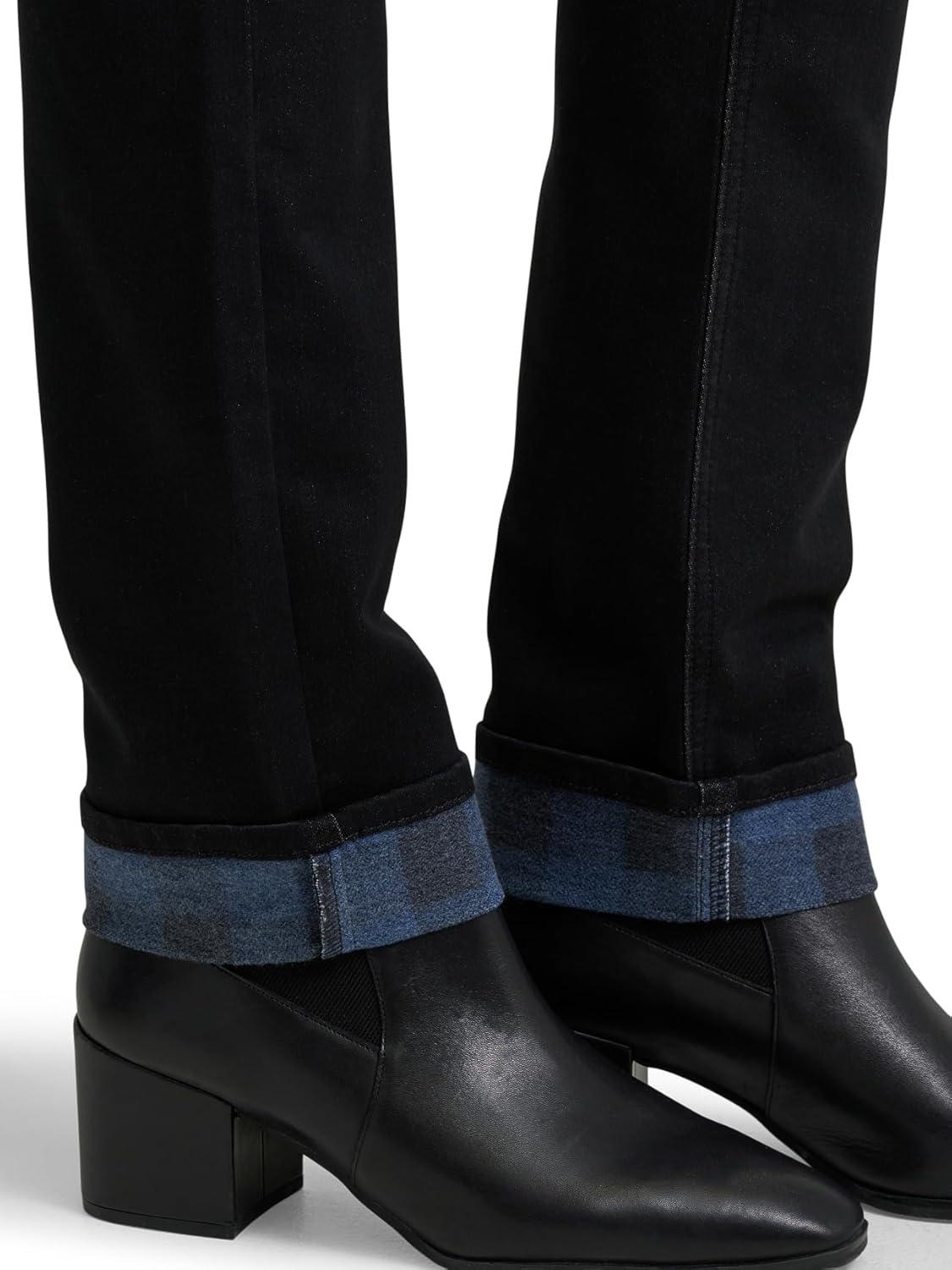 imageLee Womens Legendary Mid Rise Straight Leg JeanDark Wander Plaid Fleece Lined