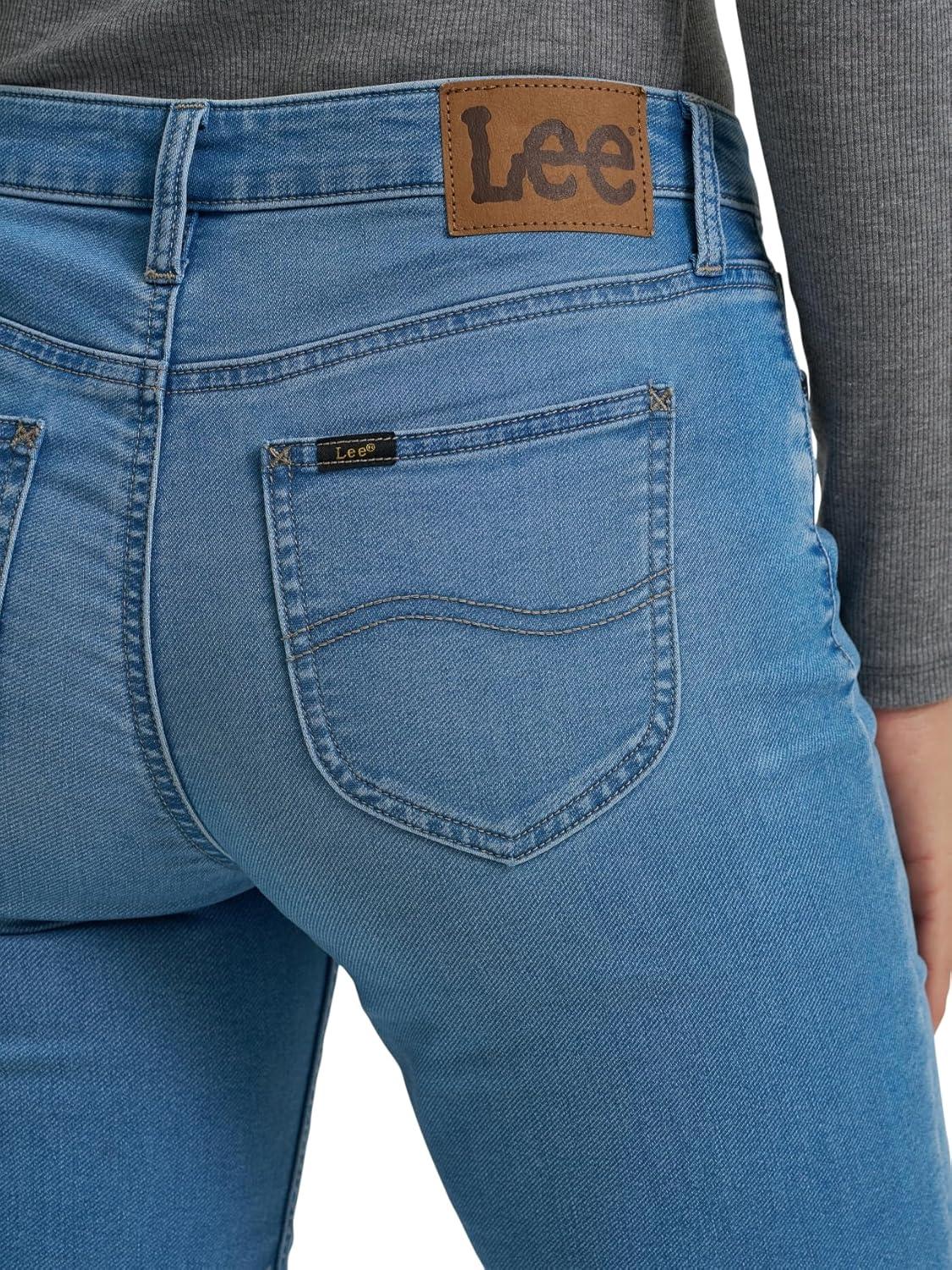 imageLee Womens Legendary Mid Rise Straight Leg JeanFrost Over Plaid Fleece Lined