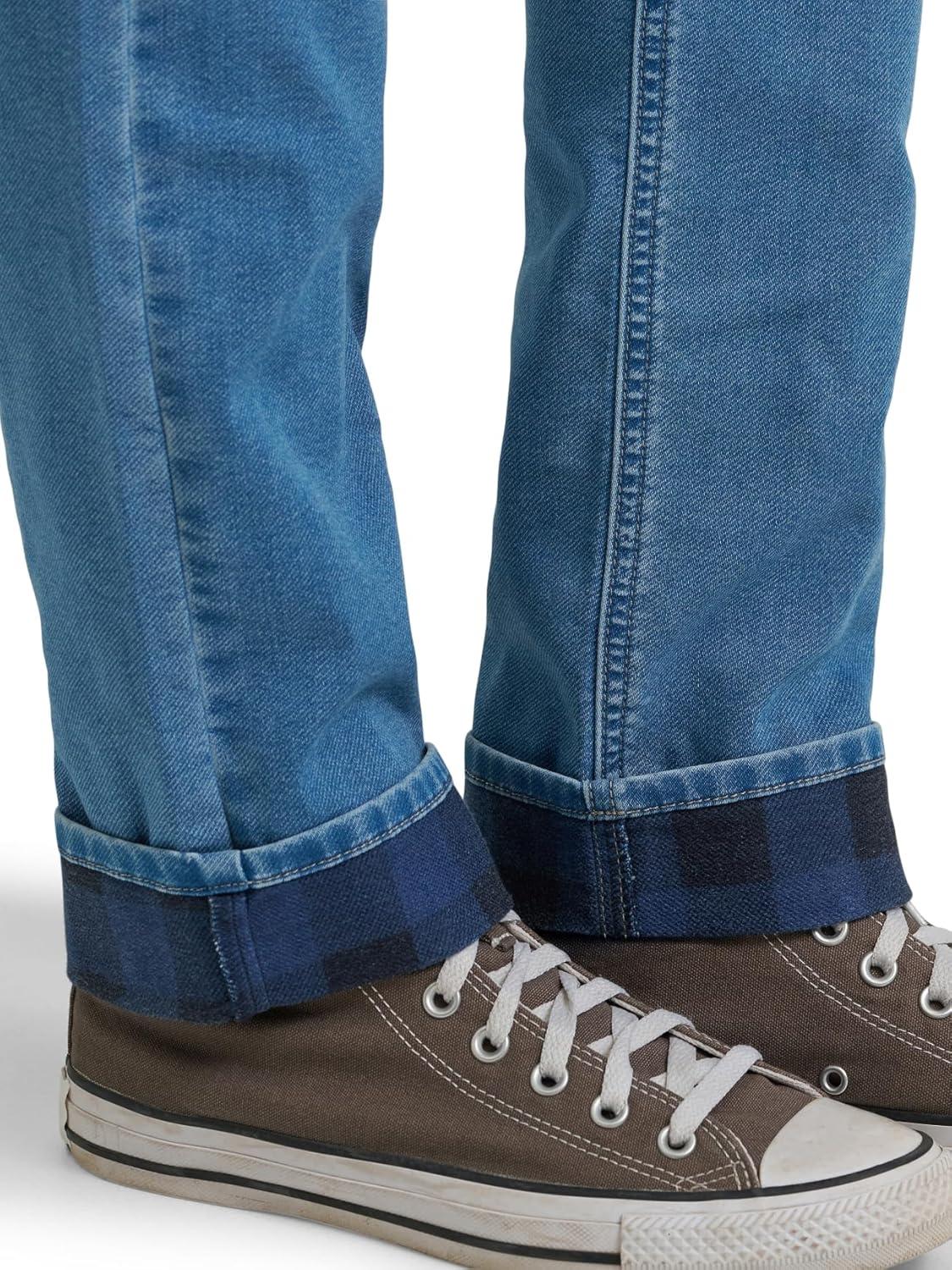 imageLee Womens Legendary Mid Rise Straight Leg JeanFrost Over Plaid Fleece Lined
