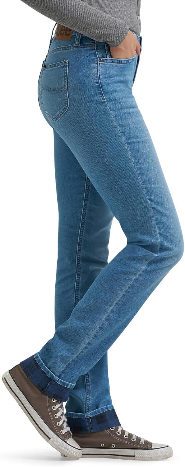 imageLee Womens Legendary Mid Rise Straight Leg JeanFrost Over Plaid Fleece Lined