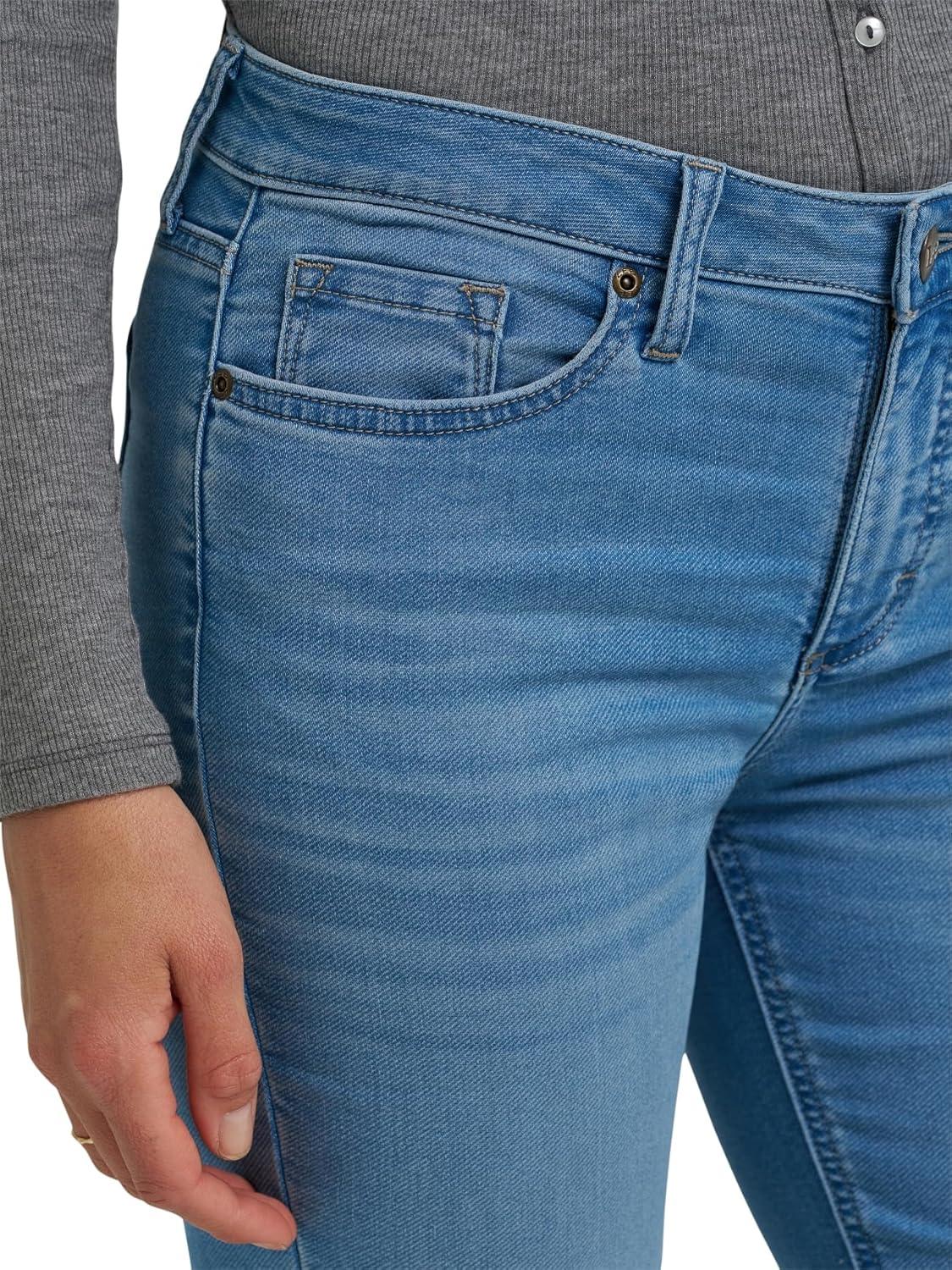 imageLee Womens Legendary Mid Rise Straight Leg JeanFrost Over Plaid Fleece Lined
