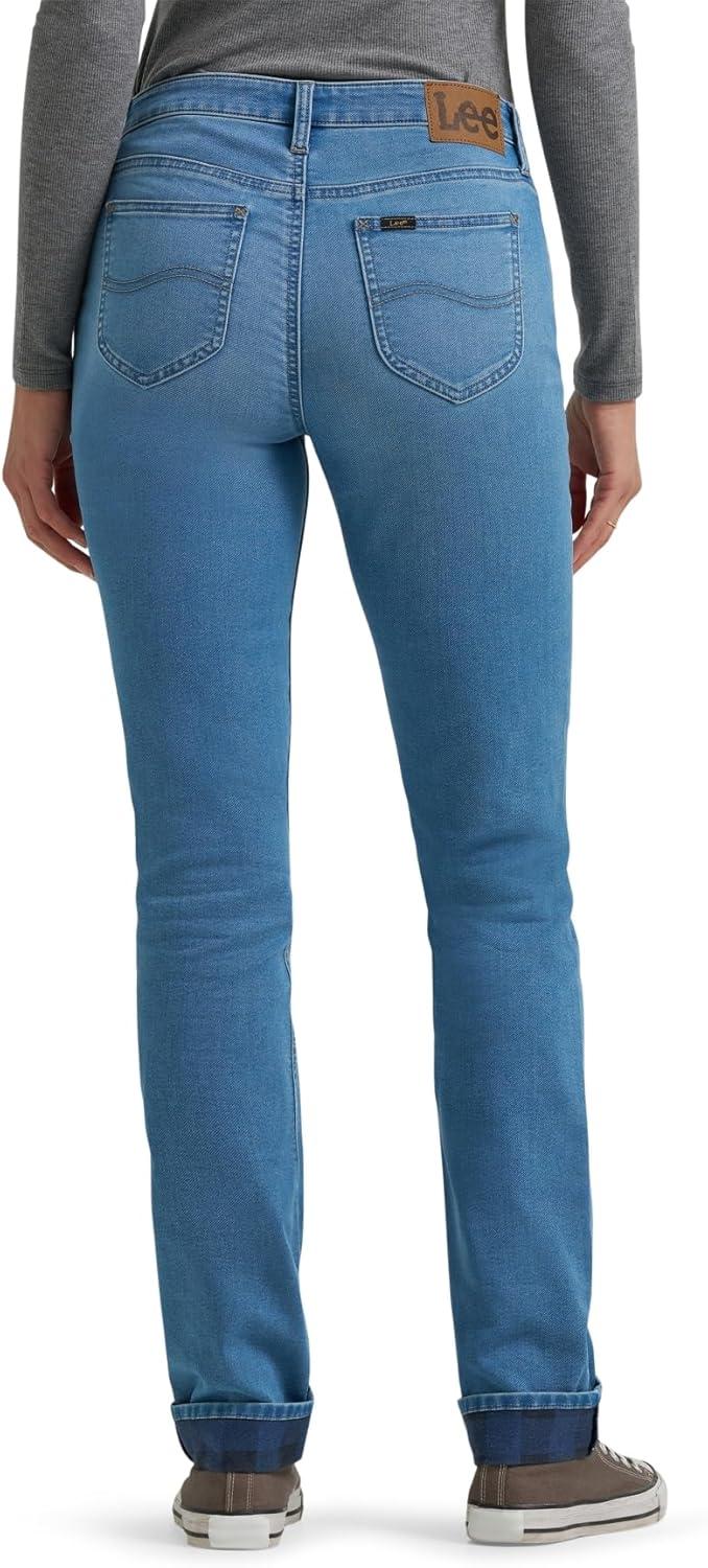imageLee Womens Legendary Mid Rise Straight Leg JeanFrost Over Plaid Fleece Lined