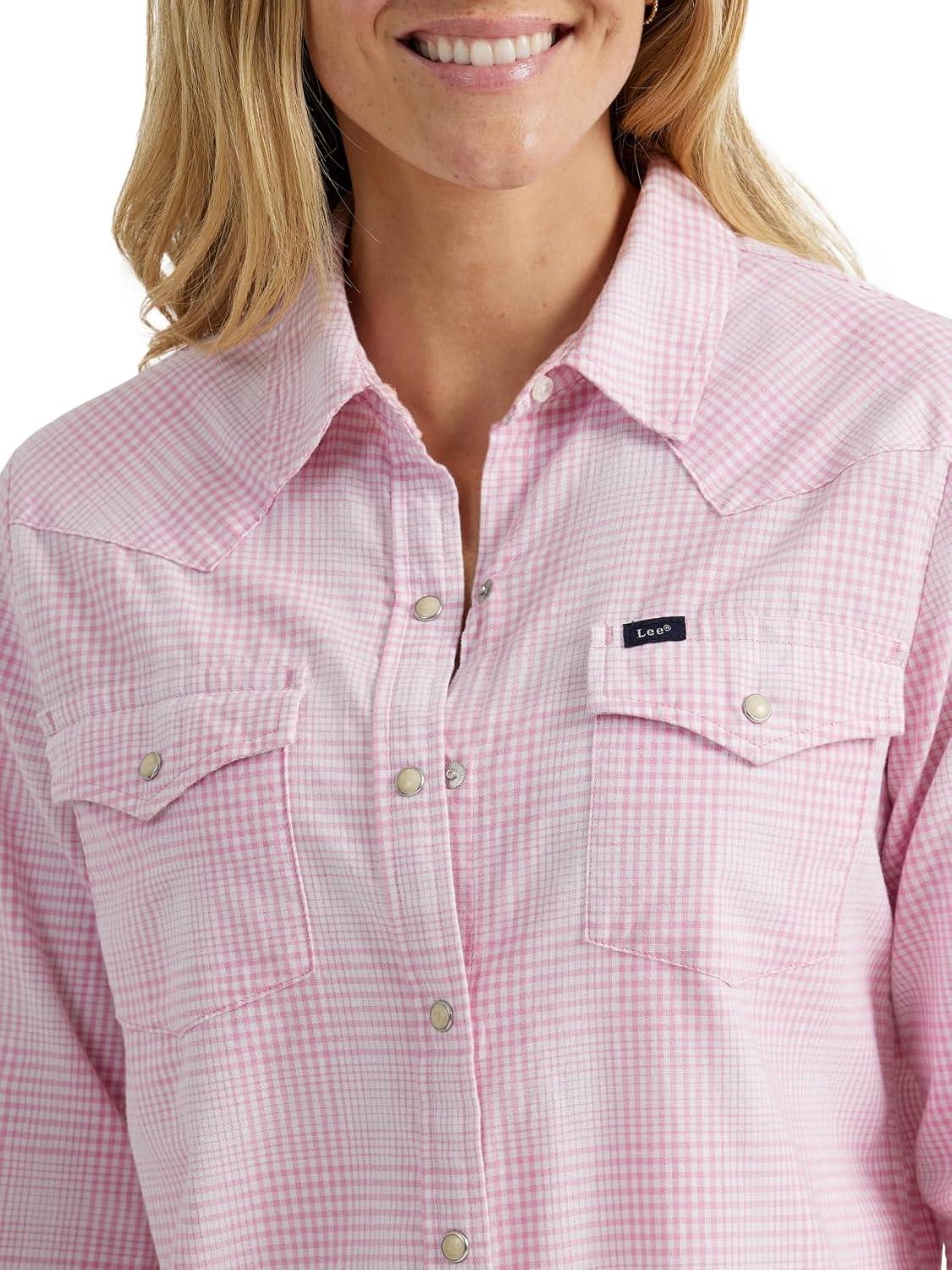 imageLee Womens Legendary Slim Fit Western Snap ShirtSugar Lilac Grid Plaid