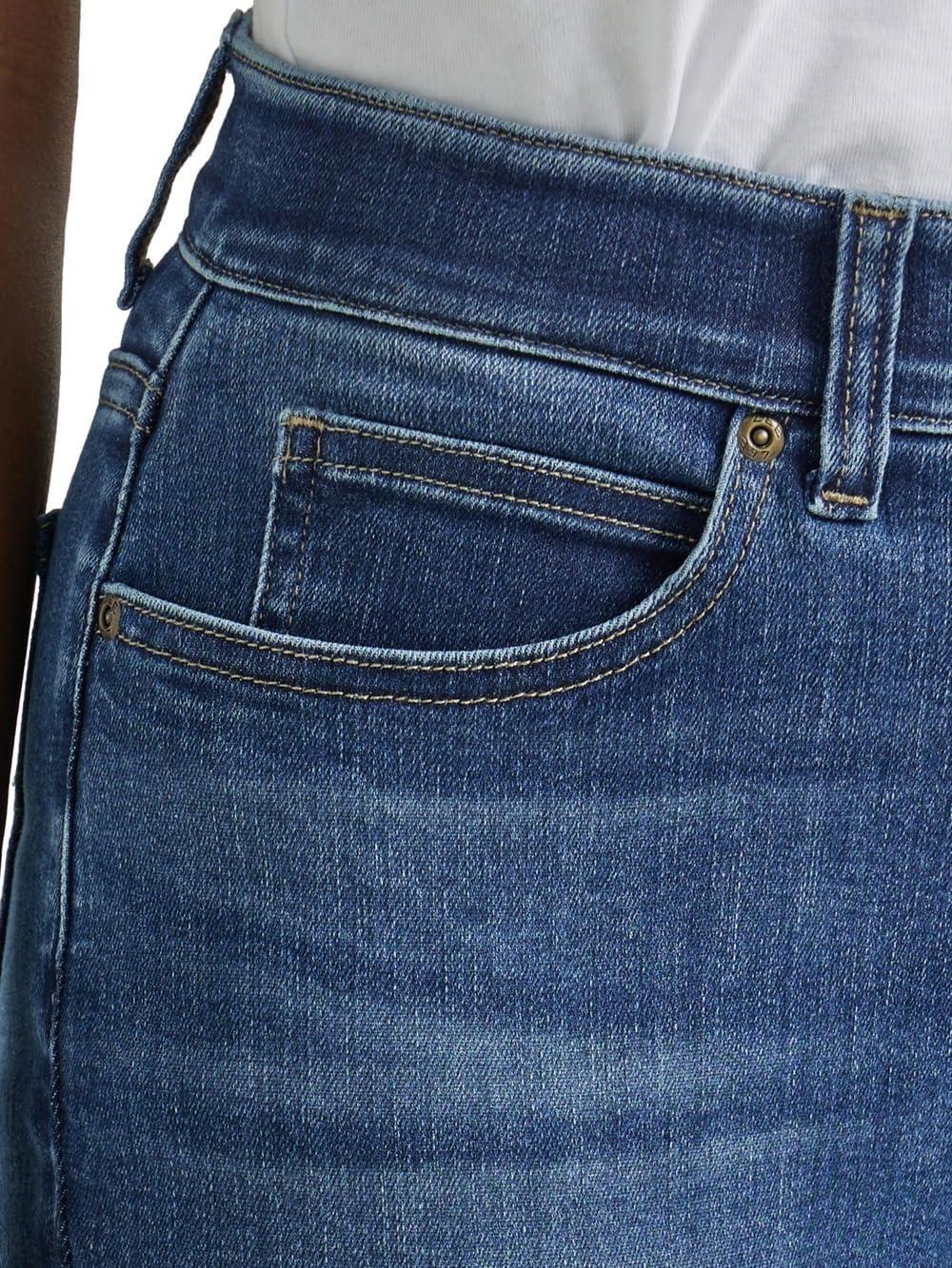 imageLee Womens Petite Ultra Lux Comfort with Flex Motion Straight Leg JeanCobalt Sheen