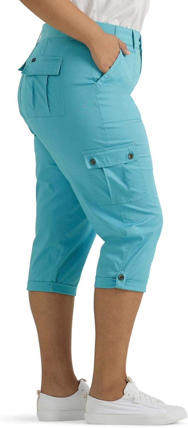 imageLee Womens Plus Size Flextogo MidRise Relaxed Fit Cargo Capri PantBay Blue
