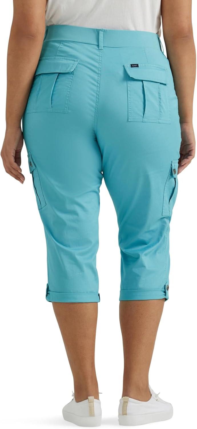 imageLee Womens Plus Size Flextogo MidRise Relaxed Fit Cargo Capri PantBay Blue