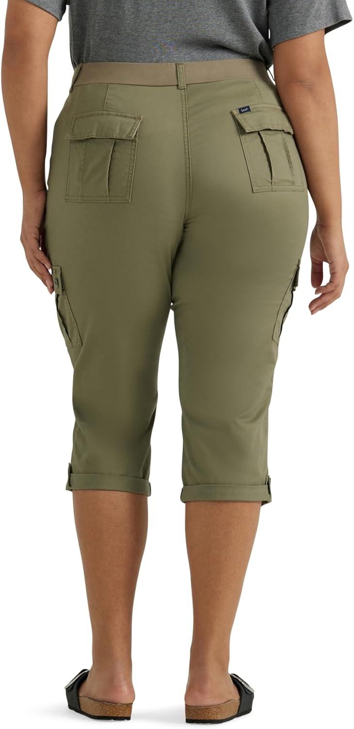 imageLee Womens Plus Size Flextogo MidRise Relaxed Fit Cargo Capri PantDeep Lichen Green