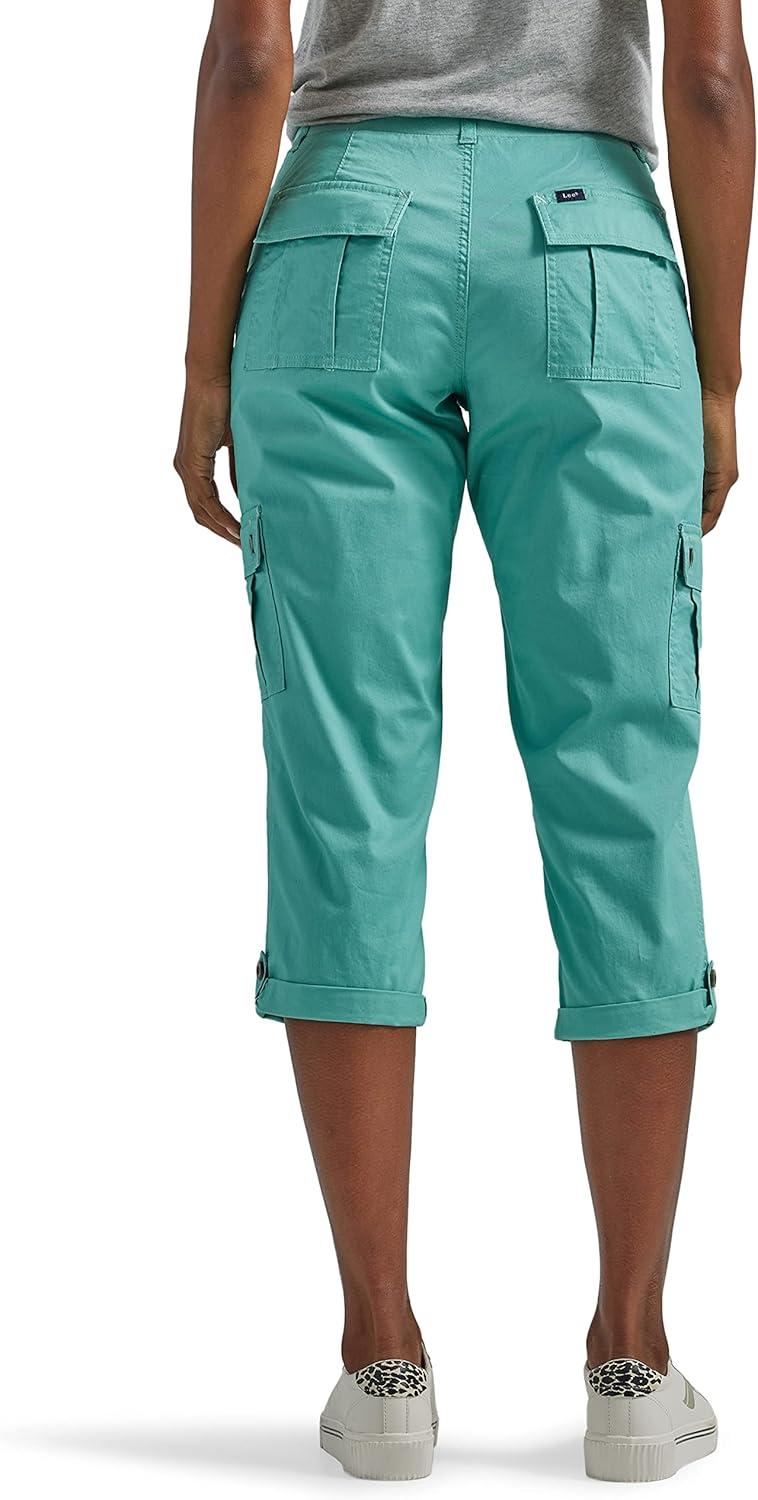 imageLee Womens Plus Size Flextogo MidRise Relaxed Fit Cargo Capri PantDusty Jade