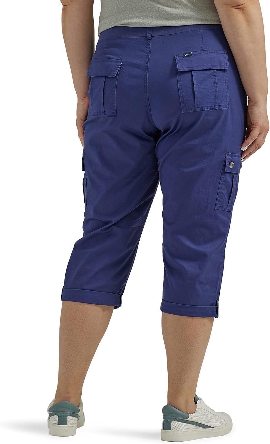 imageLee Womens Plus Size Flextogo MidRise Relaxed Fit Cargo Capri PantMedieval Blue