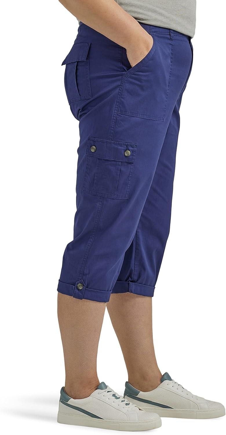 imageLee Womens Plus Size Flextogo MidRise Relaxed Fit Cargo Capri PantMedieval Blue