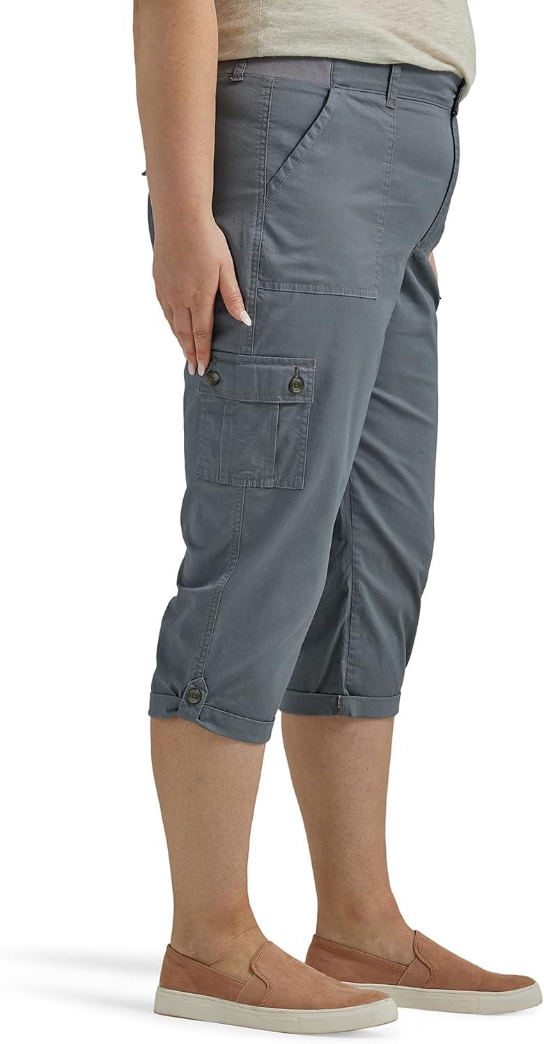 imageLee Womens Plus Size Flextogo MidRise Relaxed Fit Cargo Capri PantTech Gray