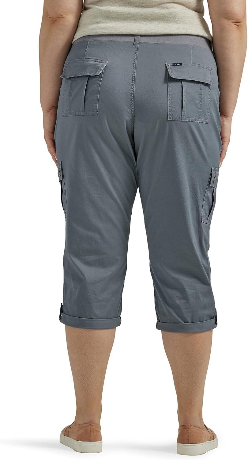 imageLee Womens Plus Size Flextogo MidRise Relaxed Fit Cargo Capri PantTech Gray